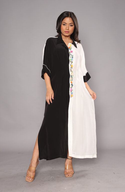 Black and white long dress