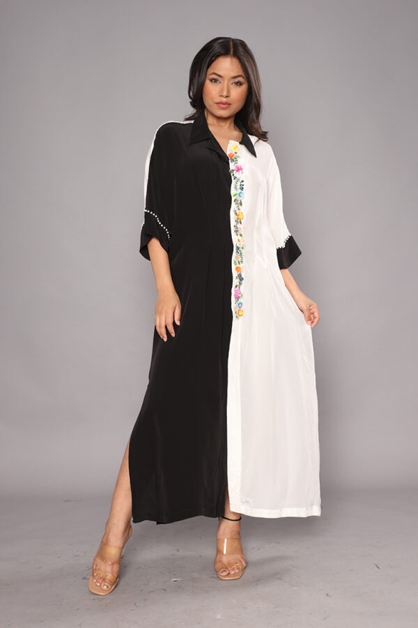 Black and white long dress