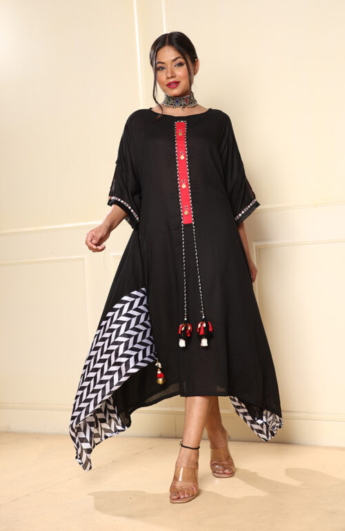 Black with centre tassel dress