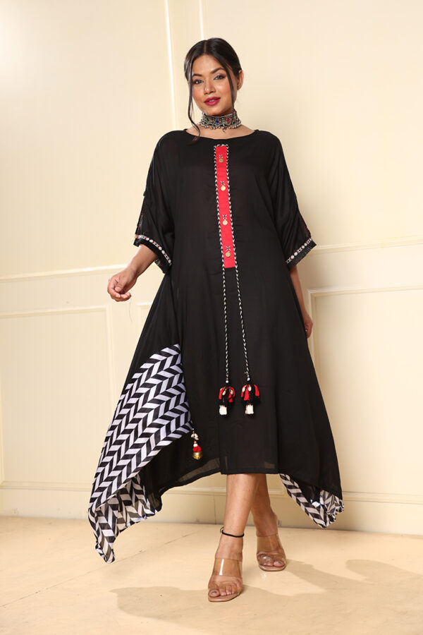 Black with centre tassel dress