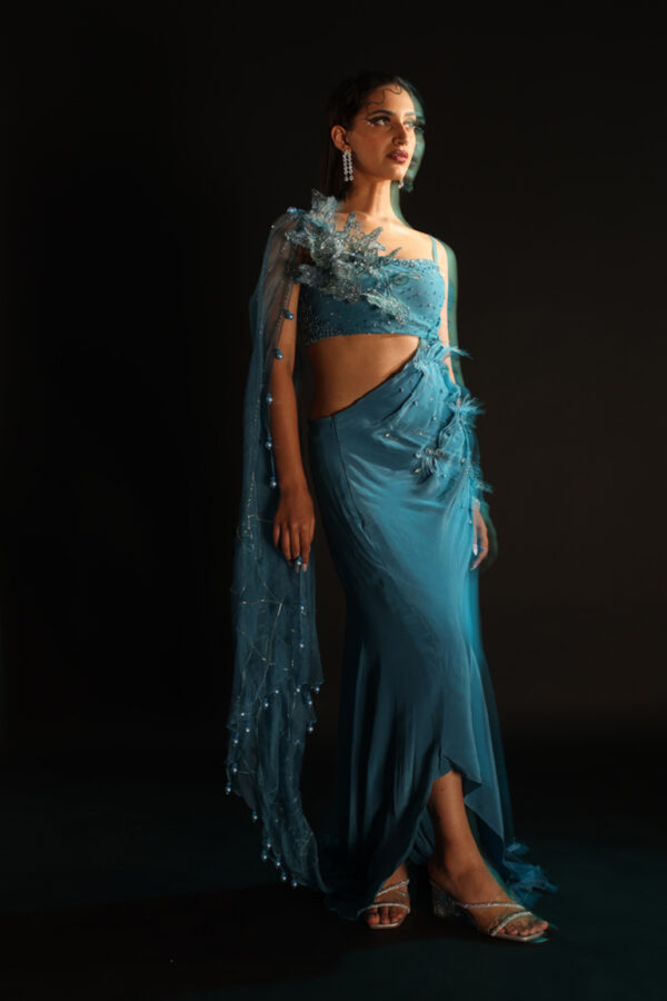 Blue Glamour Saree Gown - Image 2