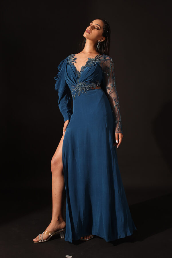 Blue Sculpted Gown - Image 2