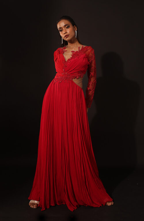Red Sculpted Gown