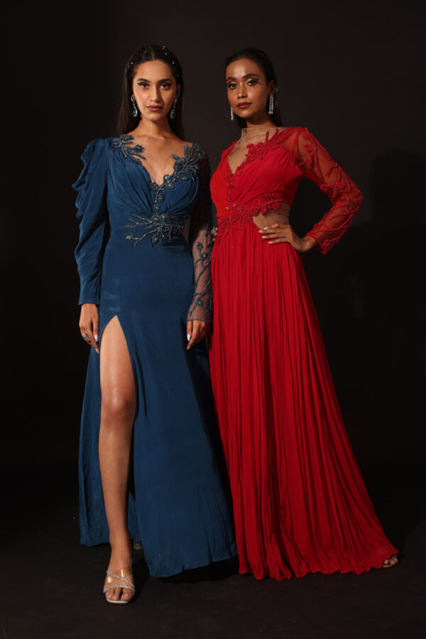 Red Sculpted Gown - Image 3