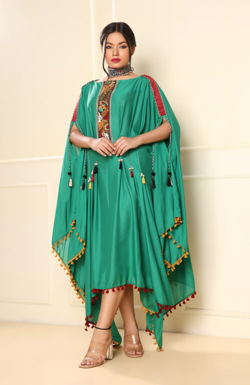 Green flare dress