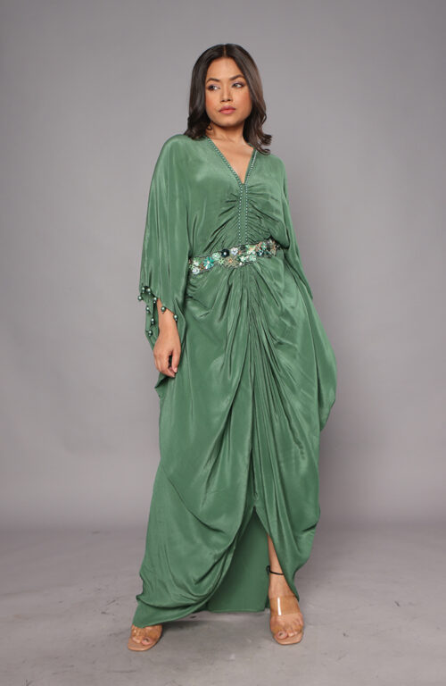 Green kaftan with belt