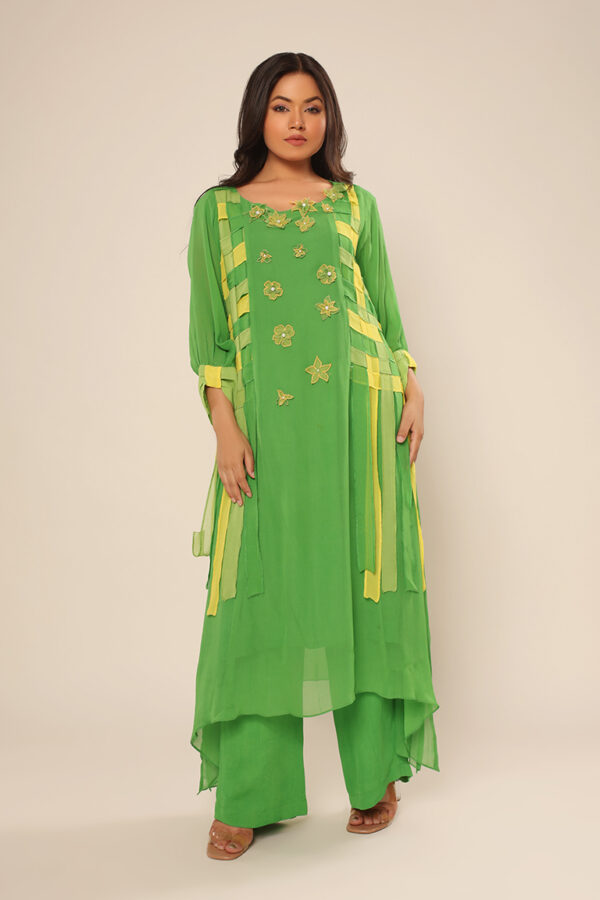 Green weaved dress