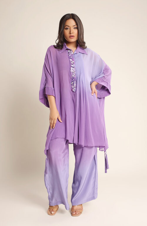 Lilac front embroidery coord set