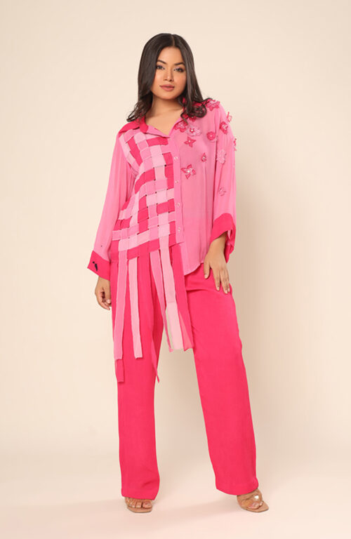 Pink weaved shirt