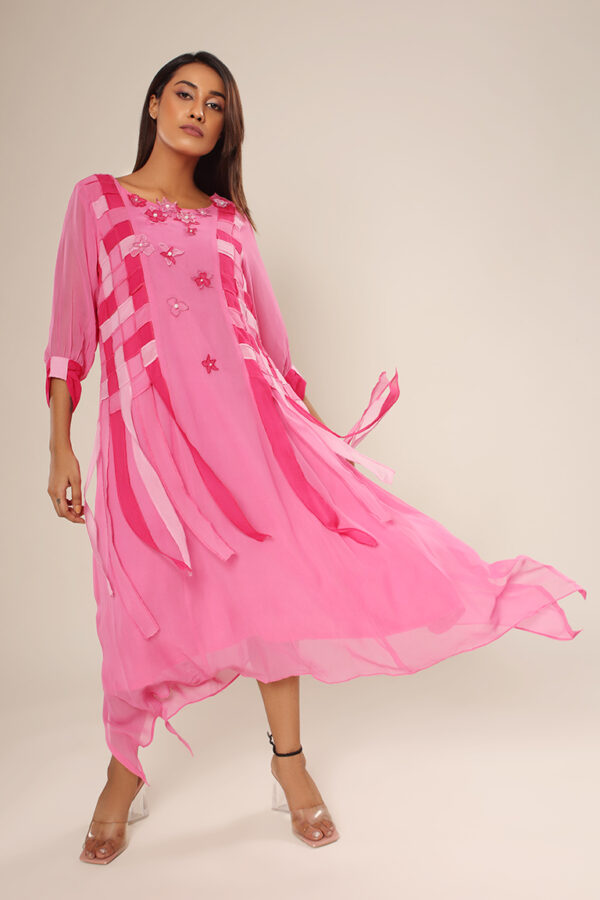 Pink weaved dress - Image 2