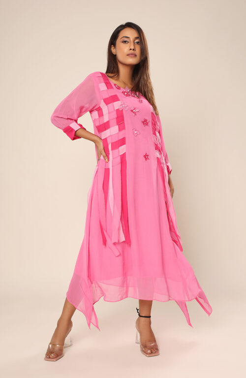 Pink weaved dress
