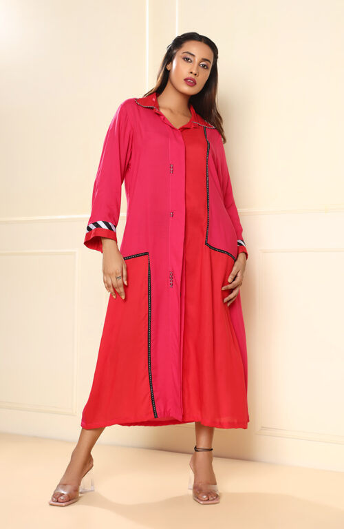Red and pink dress