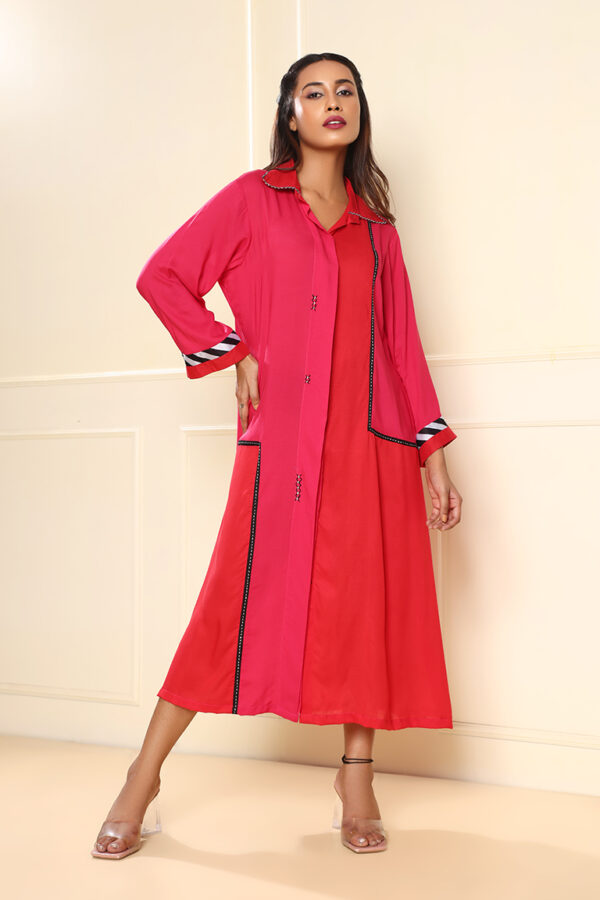 Red and pink dress - Image 2