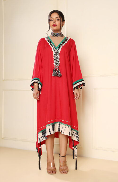 Red braid dress