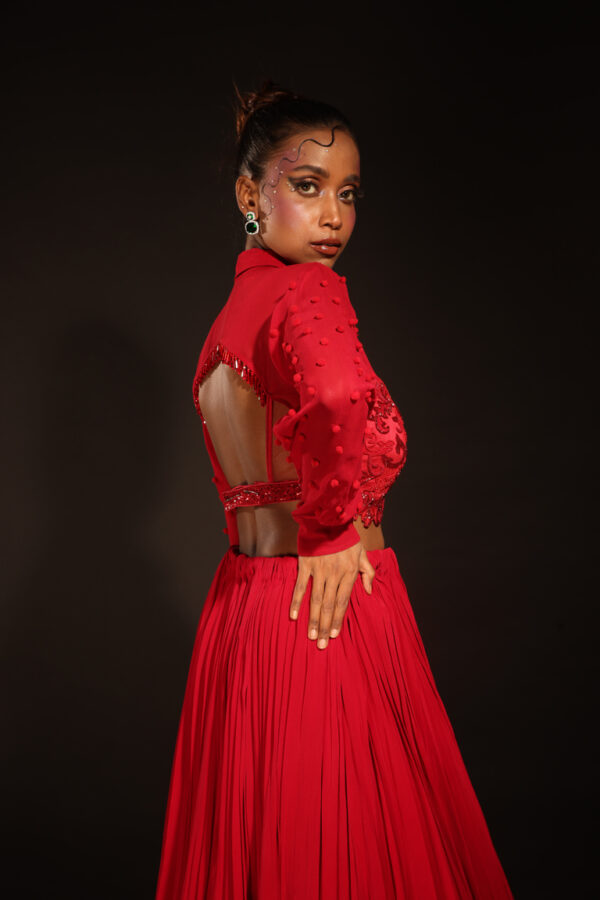 Red Velvet Lehenga - Image 2