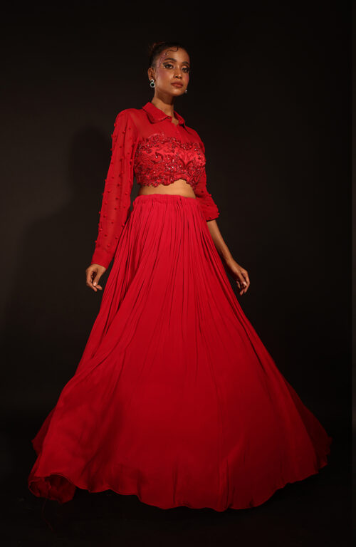 Red Velvet Lehenga
