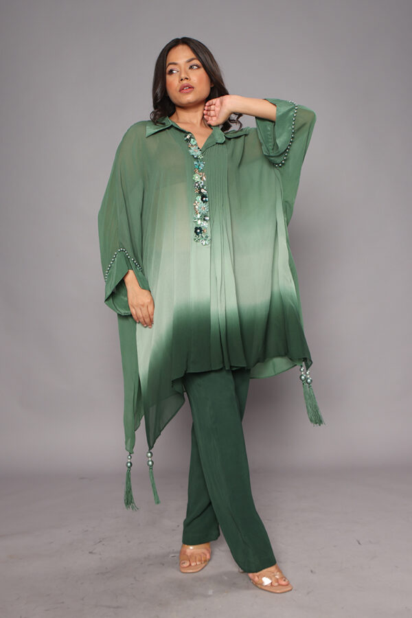 Green shaded front embroidery coord set - Image 3