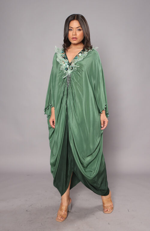 Green V neck Kaftan