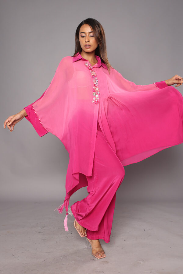 Pink shaded front embroidery coord set - Image 2