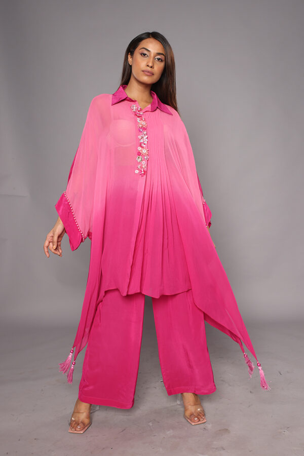 Pink shaded front embroidery coord set - Image 3